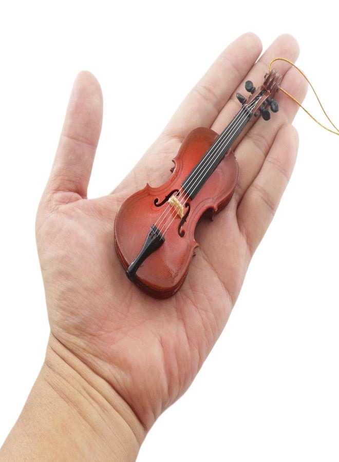 Dselvgvu 4.69" Wooden String Miniature Cello Hanging Ornament Mini Musical Instrument Replica Music Birthday Gifts Holiday Tree Home Decoration Display Ornament Model (4.69" Cello) - Image 3